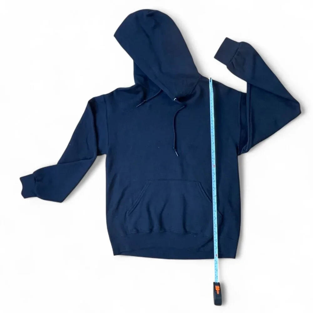 Jerzees NuBlend “JUST PARTY” Graphic Hoodie – Navy Blue, Size S - Picture 4 of 9